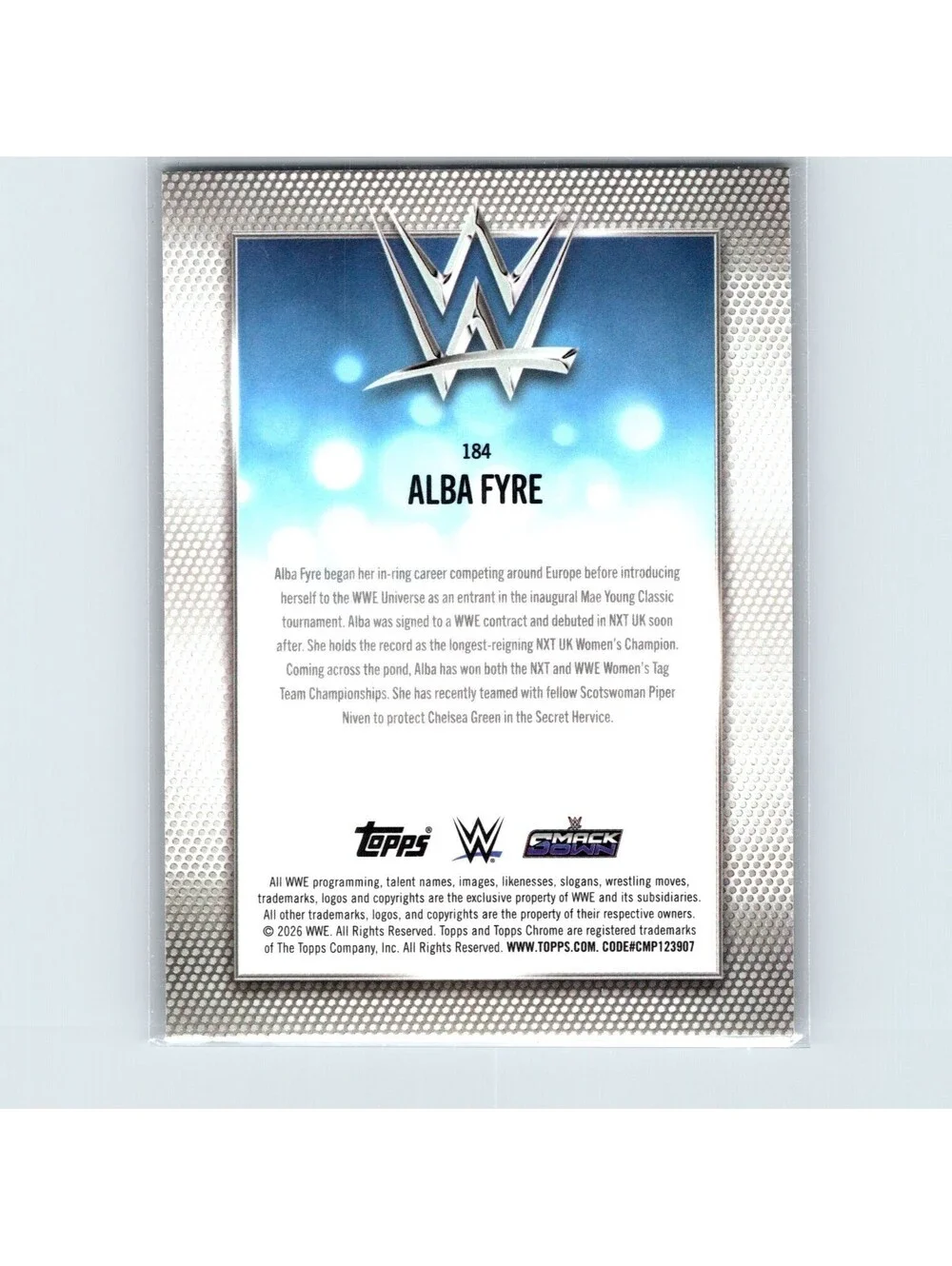2026 Topps Chrome WWE Alba Fyre #184 Pink Mini-Diamonds Refractor #/250